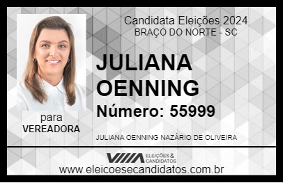 Candidato JULIANA OENNING 2024 - BRAÇO DO NORTE - Eleições