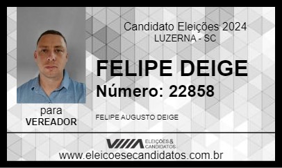 Candidato FELIPE DEIGE 2024 - LUZERNA - Eleições