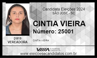 Candidato CINTIA VIEIRA 2024 - SÃO JOSÉ - Eleições