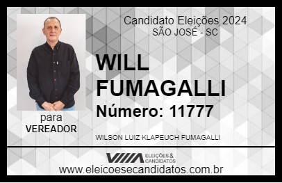 Candidato WILL FUMAGALLI 2024 - SÃO JOSÉ - Eleições