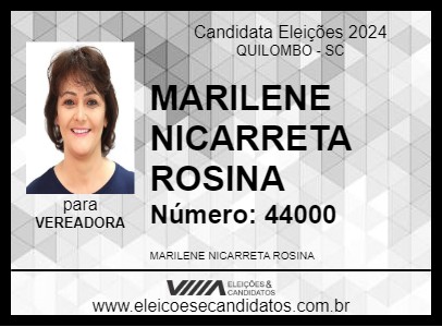 Candidato LENE NICARETTA ROSINA 2024 - QUILOMBO - Eleições