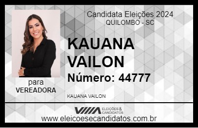 Candidato KAUANA VAILON 2024 - QUILOMBO - Eleições