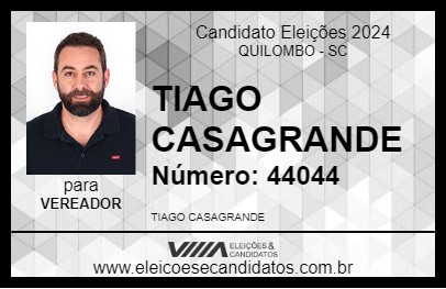 Candidato TIAGO CASAGRANDE 2024 - QUILOMBO - Eleições