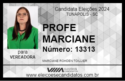 Candidato PROFE MARCIANE 2024 - TUNÁPOLIS - Eleições