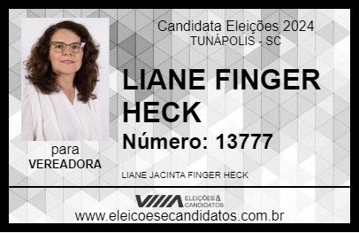 Candidato LIANE FINGER HECK 2024 - TUNÁPOLIS - Eleições