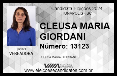 Candidato CLEUSA MARIA GIORDANI 2024 - TUNÁPOLIS - Eleições