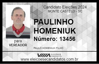 Candidato PAULINHO HOMENIUK 2024 - MONTE CASTELO - Eleições