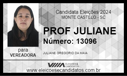 Candidato PROF JULIANE 2024 - MONTE CASTELO - Eleições