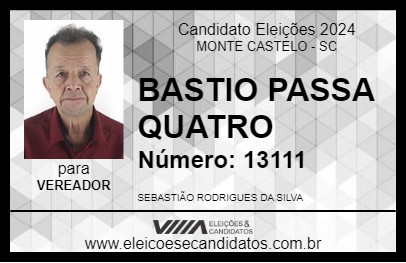 Candidato BASTIO PASSA QUATRO 2024 - MONTE CASTELO - Eleições