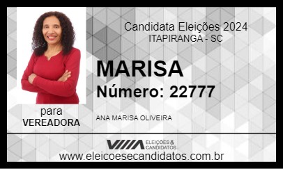 Candidato MARISA 2024 - ITAPIRANGA - Eleições