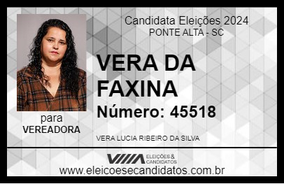 Candidato VERA DA FAXINA 2024 - PONTE ALTA - Eleições