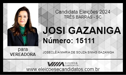 Candidato JOSI GAZANIGA 2024 - TRÊS BARRAS - Eleições