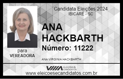 Candidato ANA HACKBARTH 2024 - IBICARÉ - Eleições