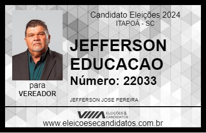 Candidato JEFFERSON EDUCACAO 2024 - ITAPOÁ - Eleições