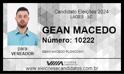 Candidato GEAN MACEDO 2024 - LAGES - Eleições