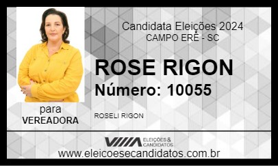 Candidato ROSE RIGON 2024 - CAMPO ERÊ - Eleições