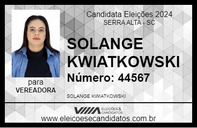 Candidato SOLANGE KWIATKOWSKI 2024 - SERRA ALTA - Eleições