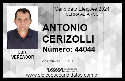 Candidato ANTONIO CEREZOLLI 2024 - SERRA ALTA - Eleições