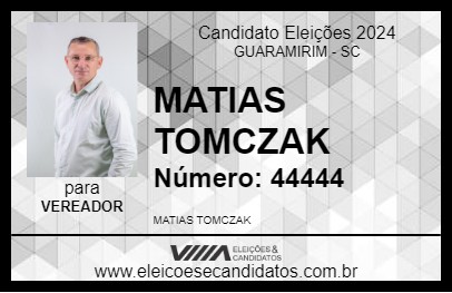 Candidato MATIAS TOMCZAK 2024 - GUARAMIRIM - Eleições