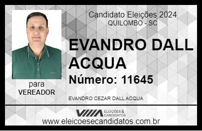 Candidato EVANDRO DALL ACQUA 2024 - QUILOMBO - Eleições