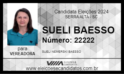 Candidato SUELI BAESSO 2024 - SERRA ALTA - Eleições