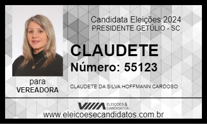 Candidato PROFE CLAUDETE 2024 - PRESIDENTE GETÚLIO - Eleições