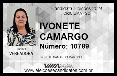 Candidato IVONETE CAMARGO 2024 - CRICIÚMA - Eleições