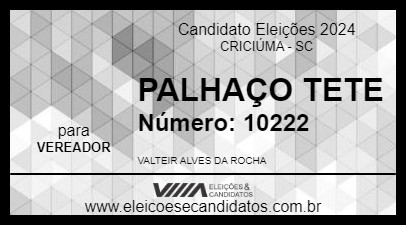 Candidato PALHAÇO TETE 2024 - CRICIÚMA - Eleições