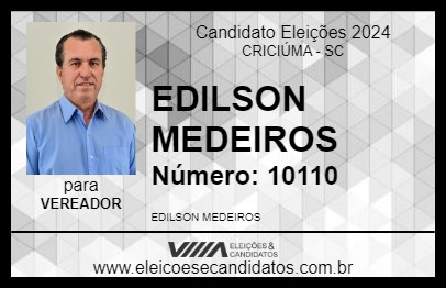 Candidato EDILSON MEDEIROS 2024 - CRICIÚMA - Eleições