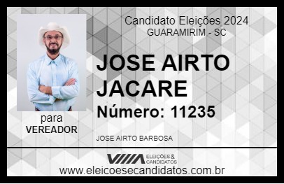 Candidato JOSE AIRTO JACARE 2024 - GUARAMIRIM - Eleições