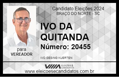 Candidato IVO DA QUITANDA 2024 - BRAÇO DO NORTE - Eleições