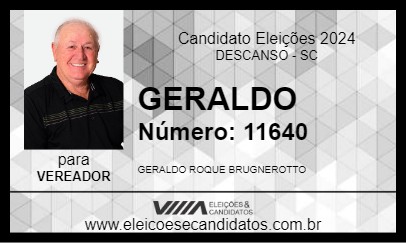 Candidato GERALDO 2024 - DESCANSO - Eleições