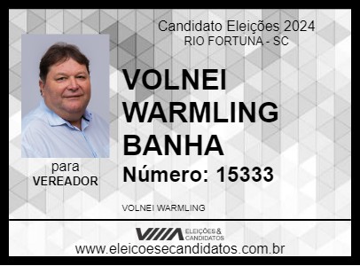 Candidato VOLNEI WARMLING   BANHA 2024 - RIO FORTUNA - Eleições