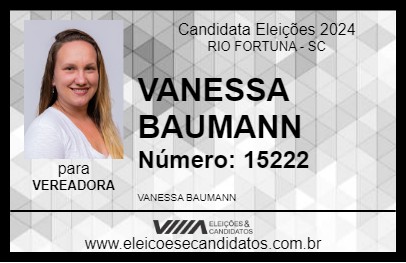 Candidato VANESSA BAUMANN 2024 - RIO FORTUNA - Eleições