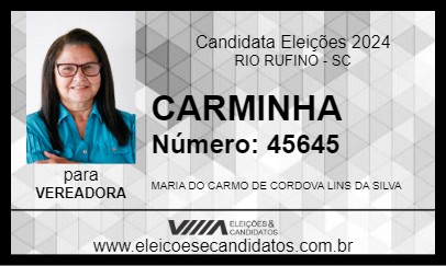 Candidato CARMINHA 2024 - RIO RUFINO - Eleições