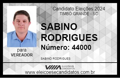 Candidato SABINO RODRIGUES 2024 - TIMBÓ GRANDE - Eleições