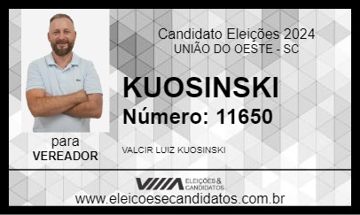 Candidato KUOSINSKI 2024 - UNIÃO DO OESTE - Eleições