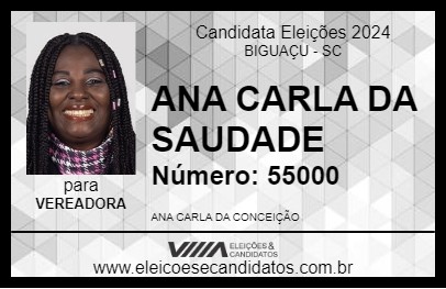 Candidato ANA CARLA DA SAUDADE 2024 - BIGUAÇU - Eleições