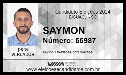 Candidato SAYMON 2024 - BIGUAÇU - Eleições