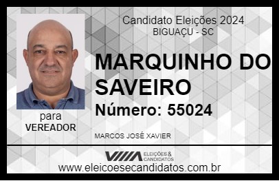 Candidato MARQUINHO DO SAVEIRO  2024 - BIGUAÇU - Eleições