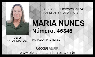 Candidato MARIA NUNES 2024 - BALNEÁRIO GAIVOTA - Eleições