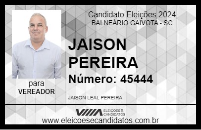 Candidato JAISON PEREIRA 2024 - BALNEÁRIO GAIVOTA - Eleições