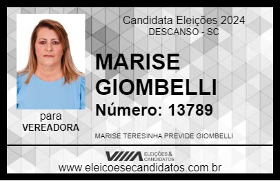 Candidato MARISE GIOMBELLI 2024 - DESCANSO - Eleições