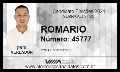 Candidato ROMARIO 2024 - SERRA ALTA - Eleições