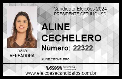 Candidato ALINE CECHELERO 2024 - PRESIDENTE GETÚLIO - Eleições