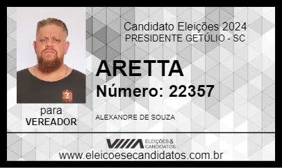 Candidato ARETTA 2024 - PRESIDENTE GETÚLIO - Eleições