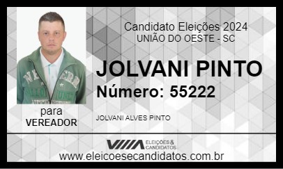 Candidato JOLVANI PINTO 2024 - UNIÃO DO OESTE - Eleições