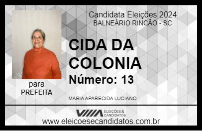 Candidato CIDA DA COLONIA 2024 - BALNEÁRIO RINCÃO - Eleições