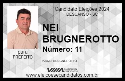 Candidato NEI BRUGNEROTTO 2024 - DESCANSO - Eleições