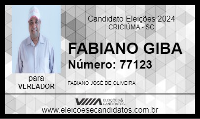 Candidato FABIANO GIBA 2024 - CRICIÚMA - Eleições